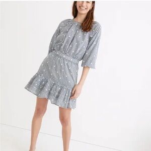 Madewell Embroidered Tiered Gingham Mini Skirt size S